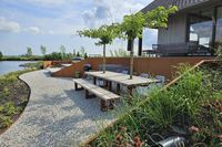 Heeg, Friesland, lake garden with beach